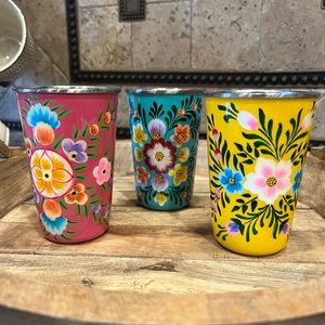 Hand painted floral cups